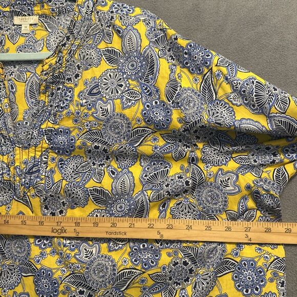Talbots Paisley Printed Tunic Top Plus Size 3X Yellow Blue Office Career Resort - Picture 7 of 10